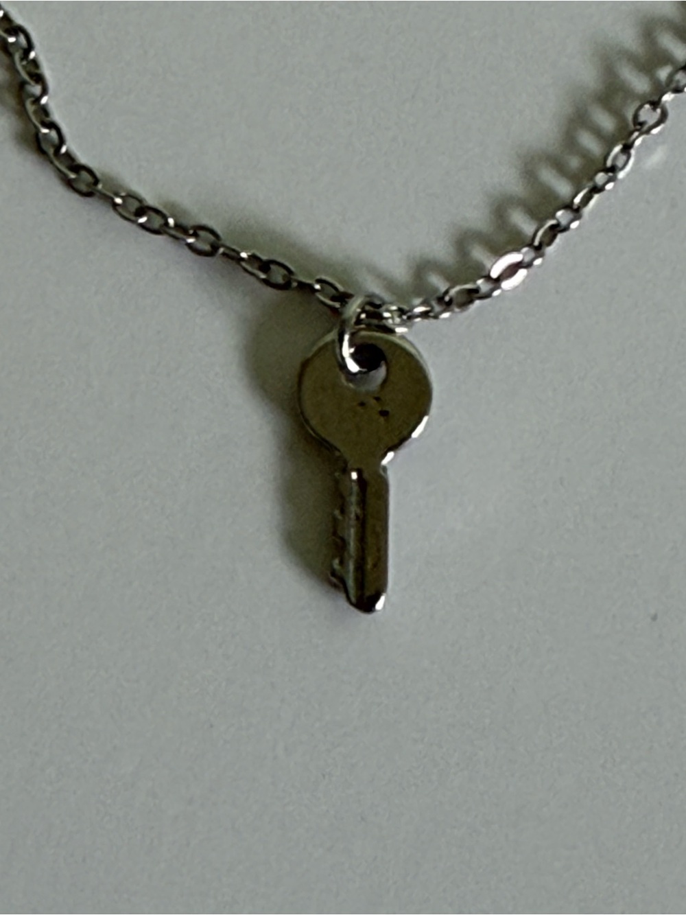 Minimalist Silver Tone Key Pendant Necklace - Women's Jewelry